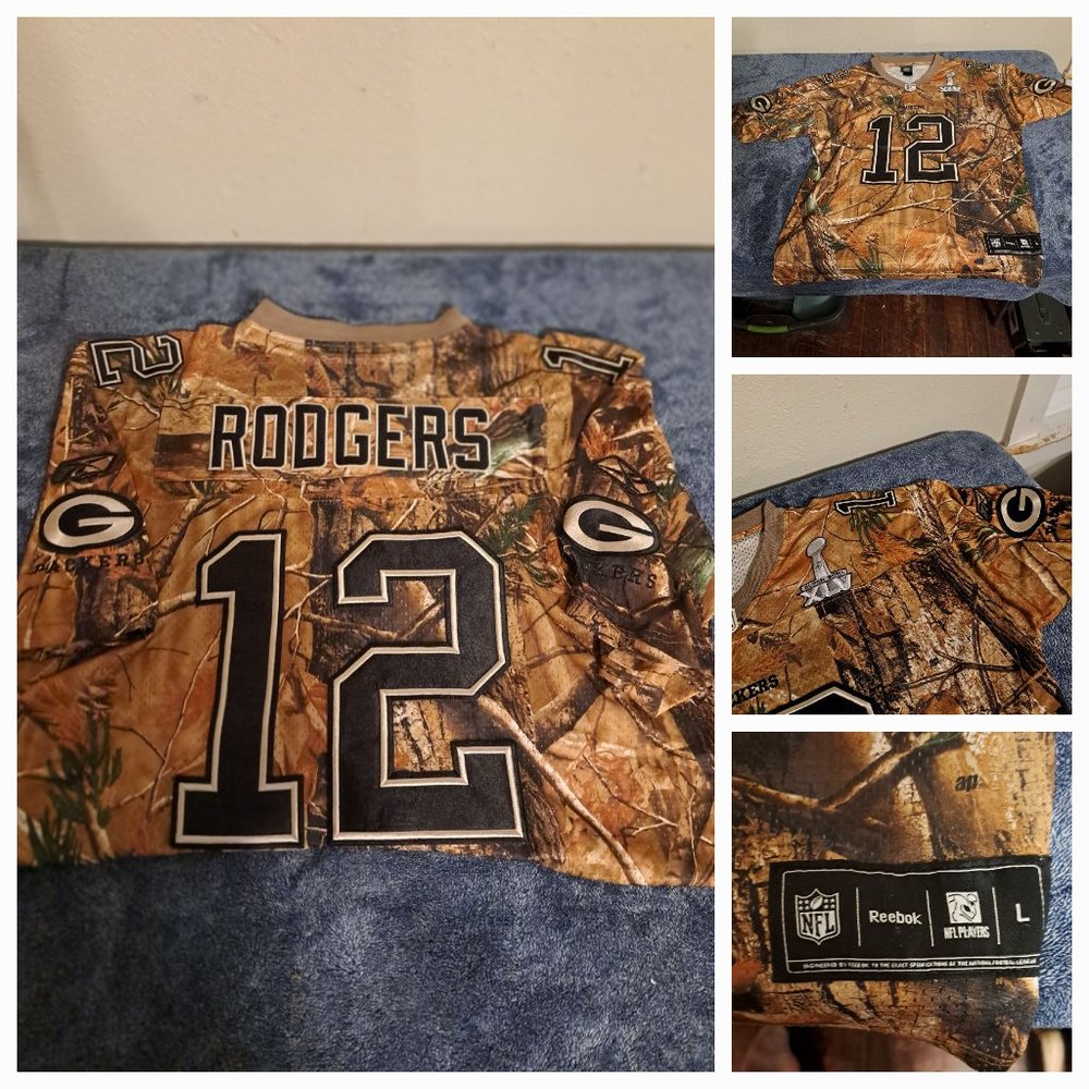 Aaron Rodgers Green Bay Packers Reebok NFL Superbowl XLV Camoflauge Jersey